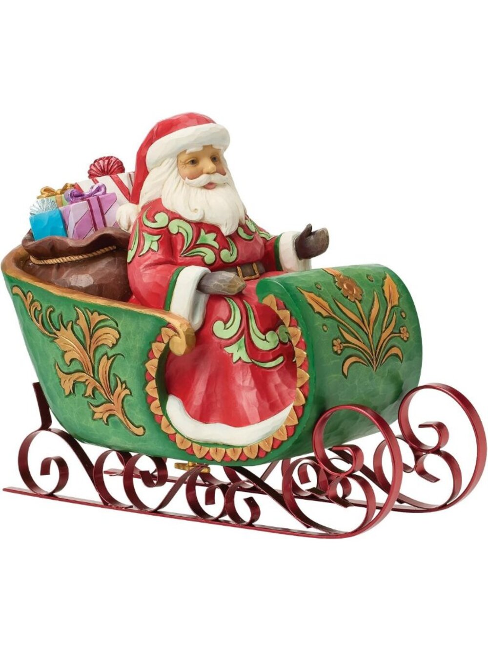 Special Edition Musical Santa Sleigh Figurine - 8.66 Inch, Colorful Holiday